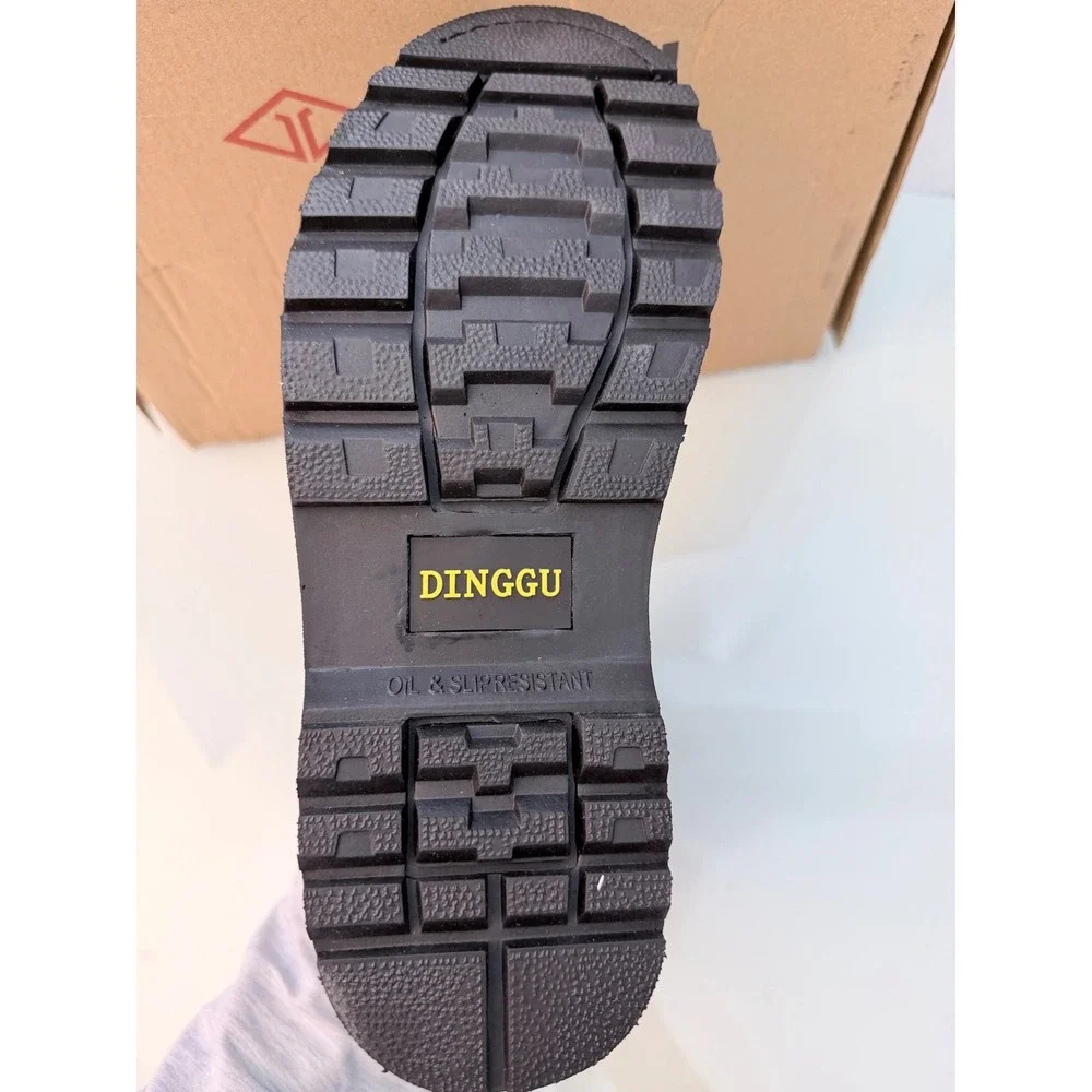 Dinggu Steel Toe Work Boots Brown Leather Puncture Resistant Safety Shoes Sz 7